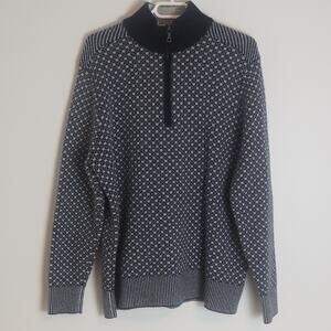 Brooks Brothers Italian Yarn Merino Wool 1/4 Zip Sweater Check Pullover Mens XL